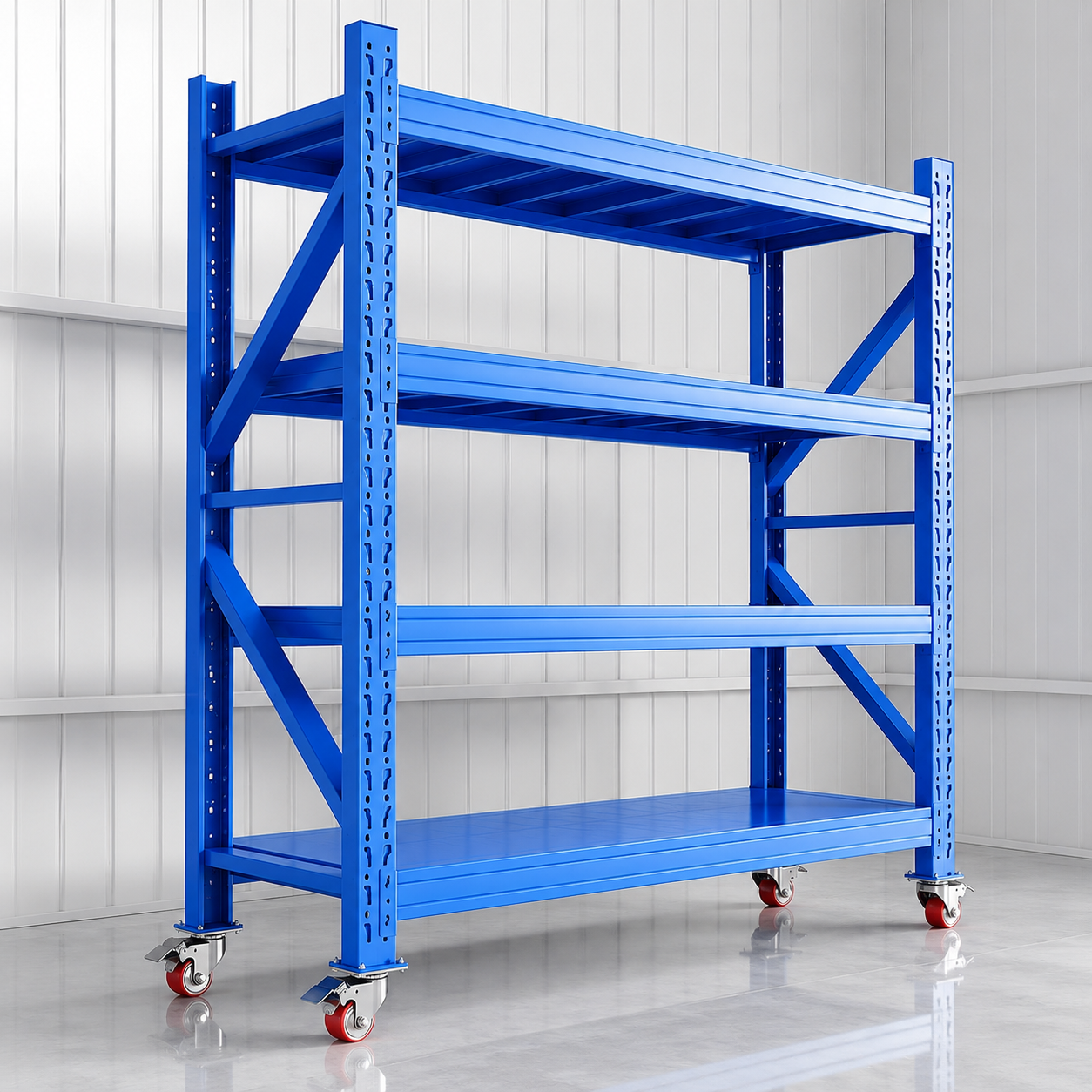 Metal Shelving Rack with Wheels for Warehouse, Garage and Commercial Storage