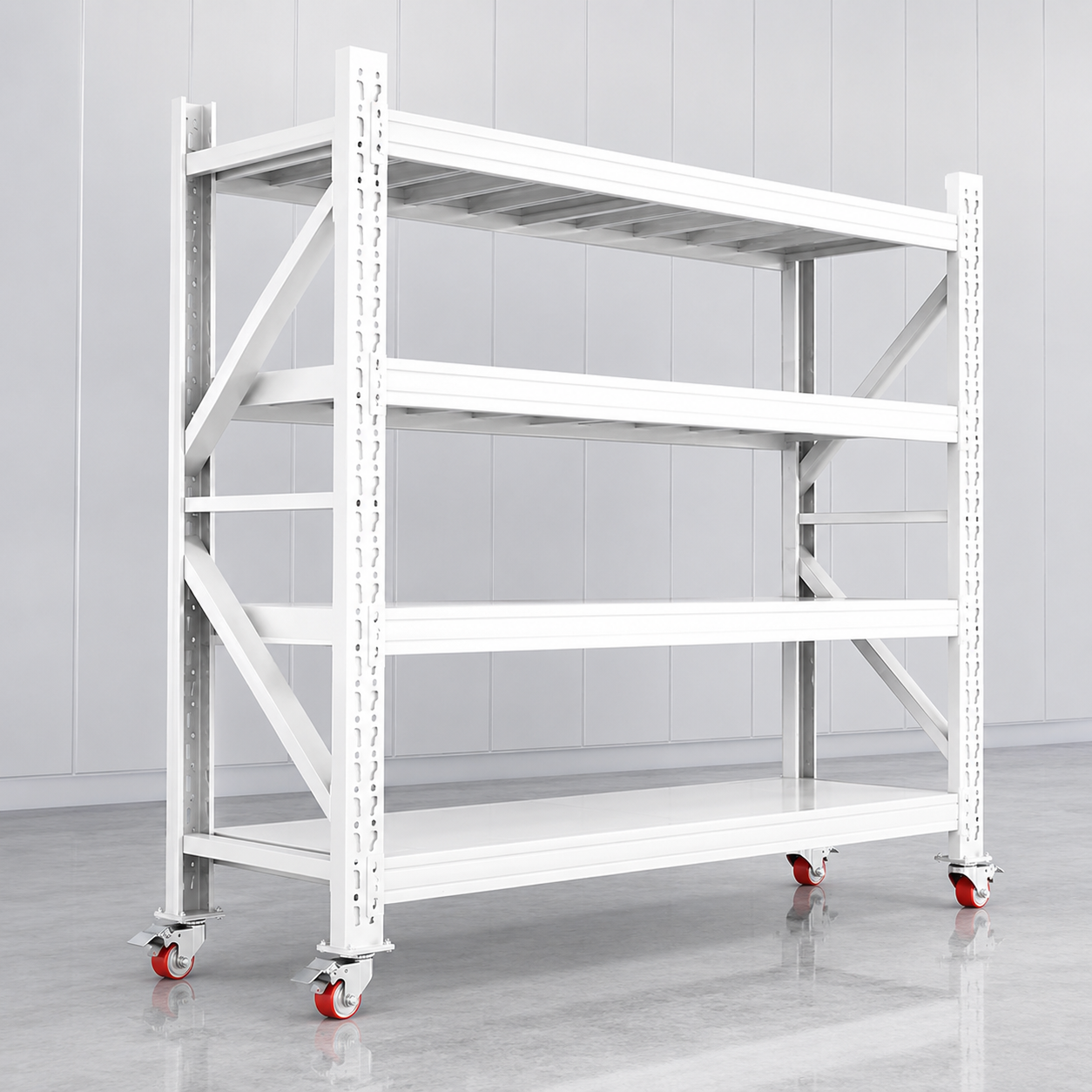 Metal Shelving Rack with Wheels for Warehouse, Garage and Commercial Storage