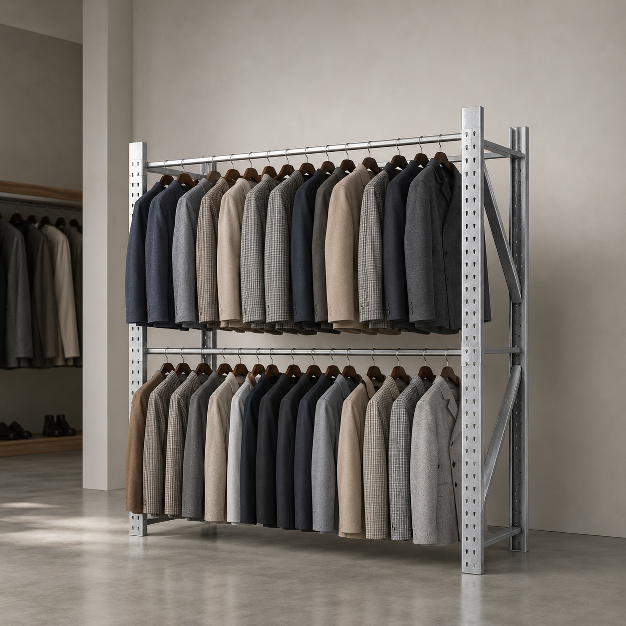 Heavy Duty Metal Garment Rack for Retail, Warehouse and Commercial Clothing Storage