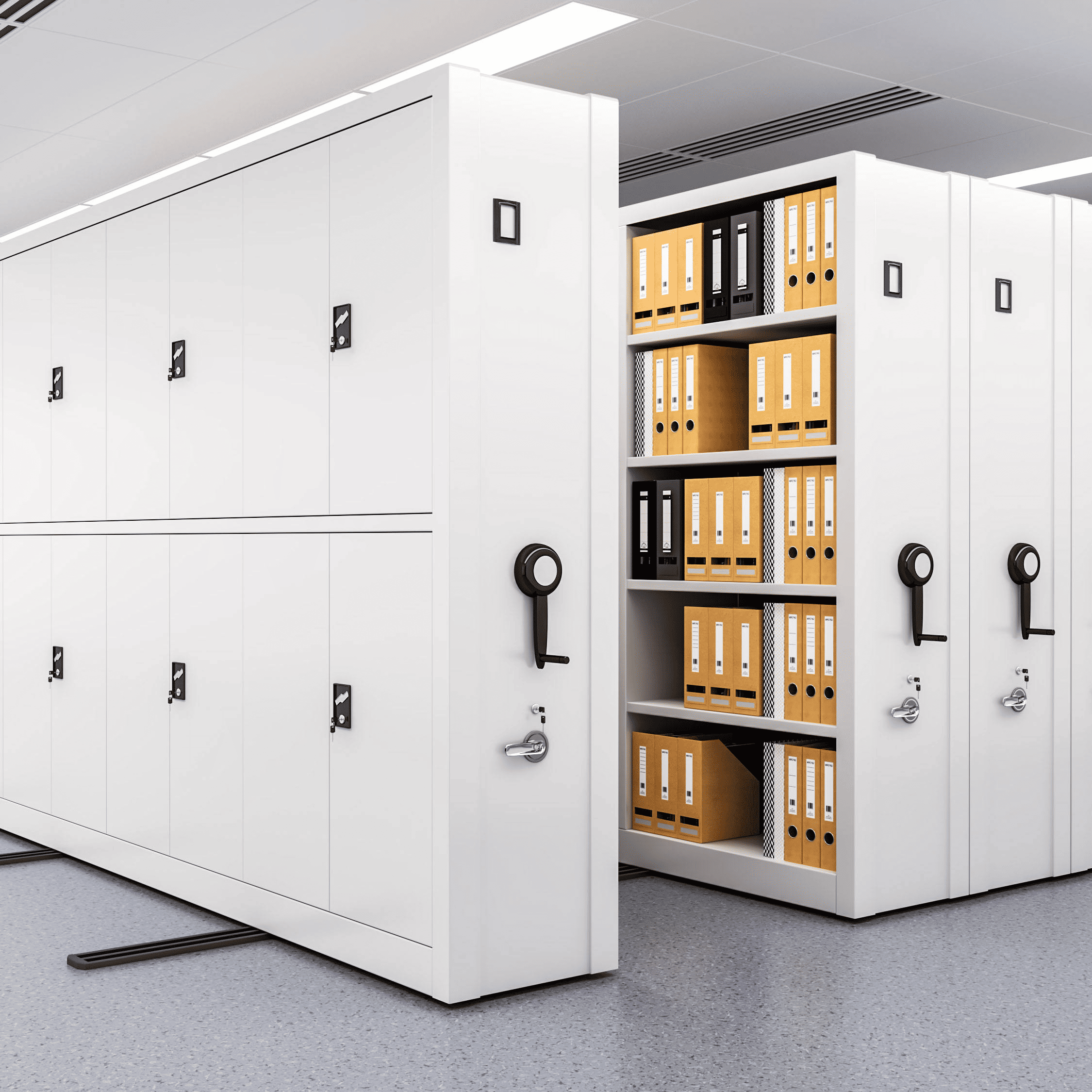 Manual Mobile Shelving System for High Density Archive Storage