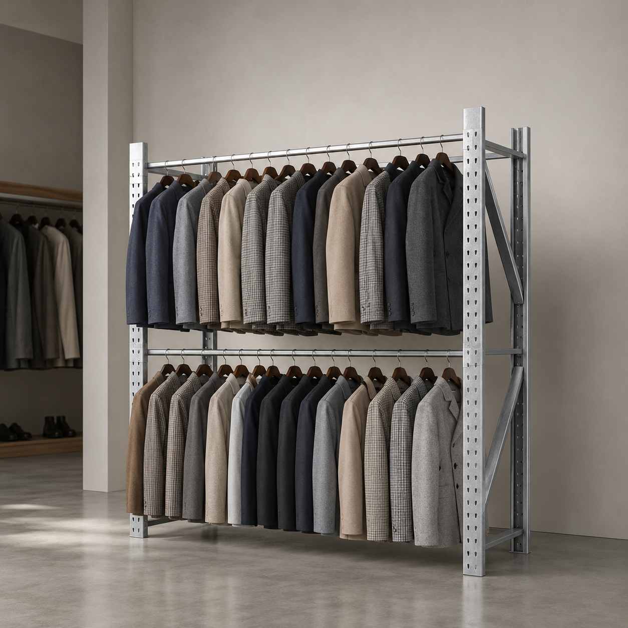 Heavy Duty Metal Garment Rack for Retail, Warehouse and Commercial Clothing Storage
