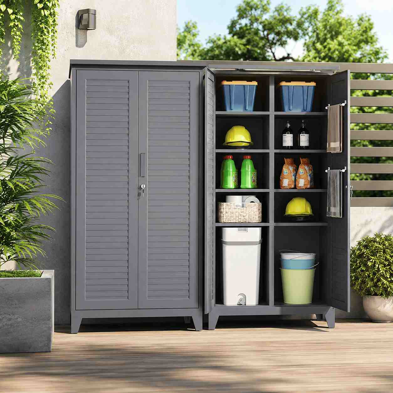 Metal Storage Cabinet with Lock for Garage, Garden and Utility Room