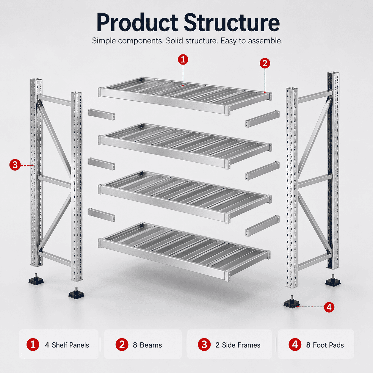 Stainless Steel Rack for Kitchen, Warehouse and Commercial Storage