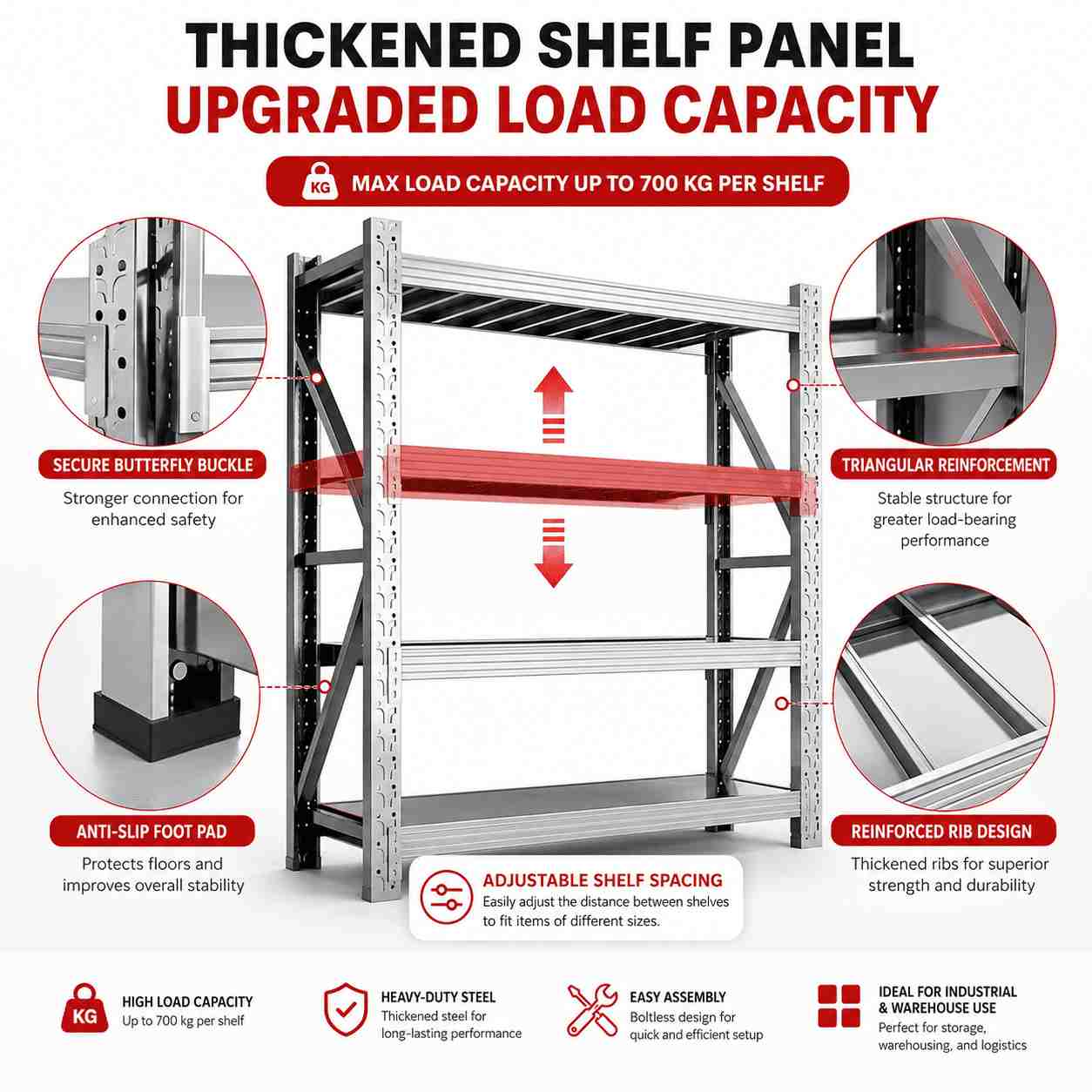Stainless Steel Rack for Kitchen, Warehouse and Commercial Storage