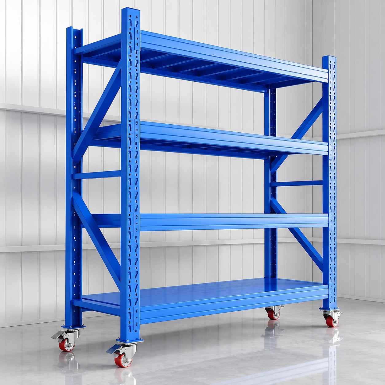 Metal Shelving Rack with Wheels for Warehouse, Garage and Commercial Storage