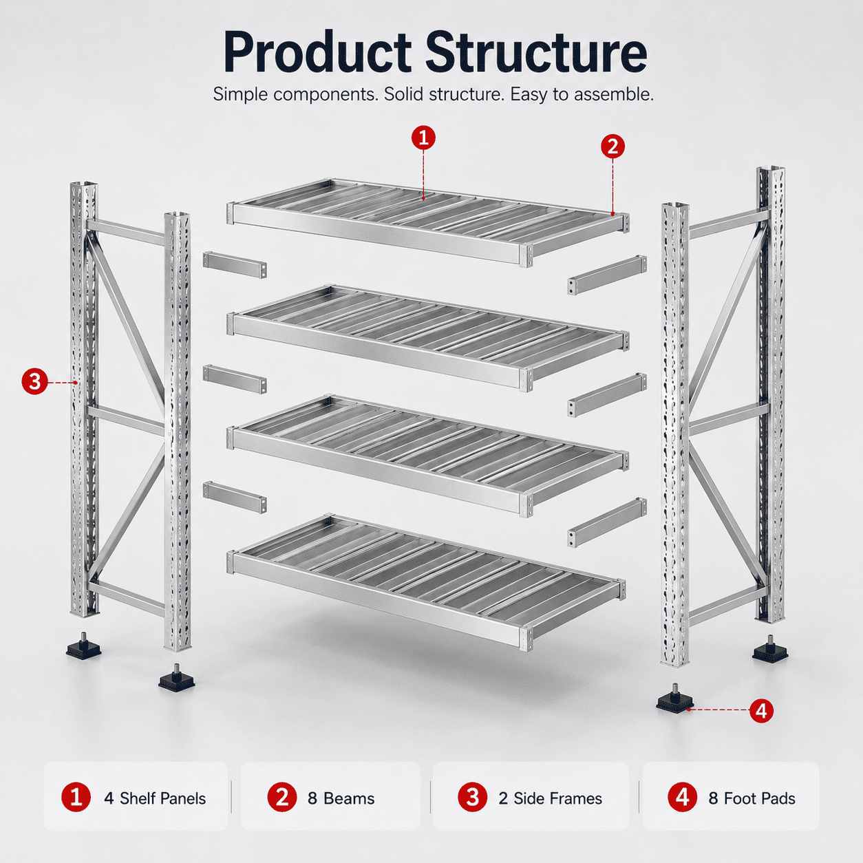 Stainless Steel Rack for Kitchen, Warehouse and Commercial Storage