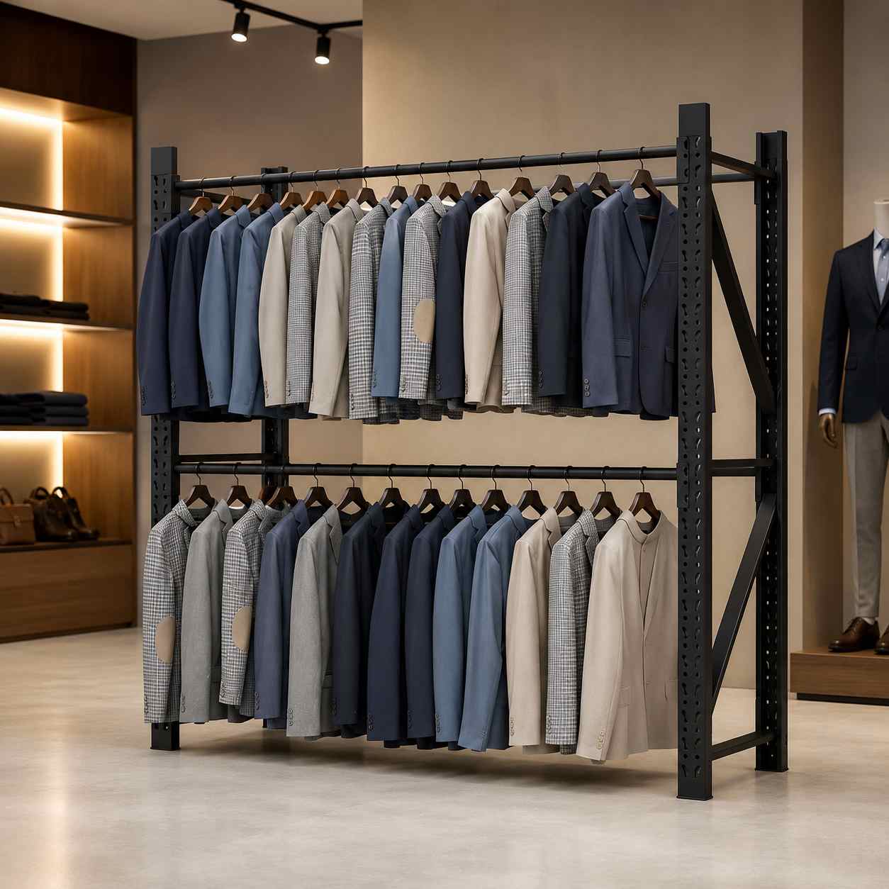Heavy Duty Metal Garment Rack for Retail, Warehouse and Commercial Clothing Storage