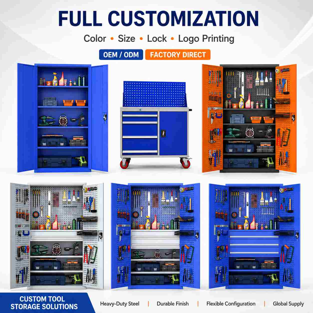 Heavy Duty Metal Tool Cabinet for Garage & Workshop Storage