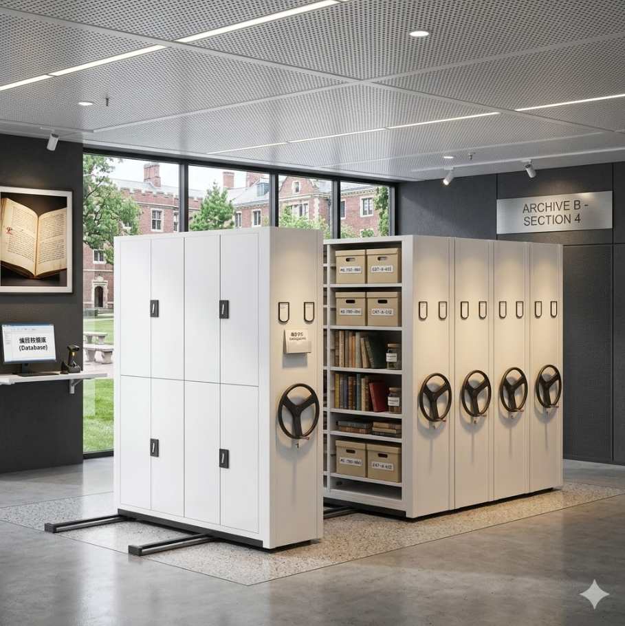 Manual Mobile Shelving System for High Density Archive Storage