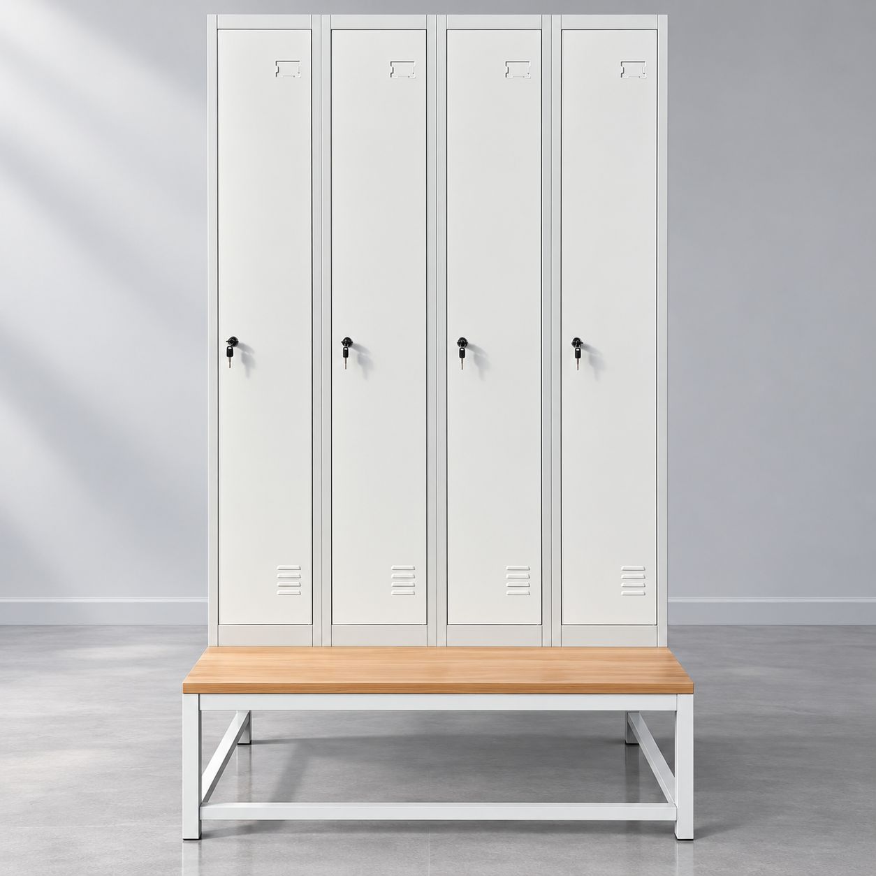 Metal Locker with Bench for Staff Rooms, Gyms and Changing Areas