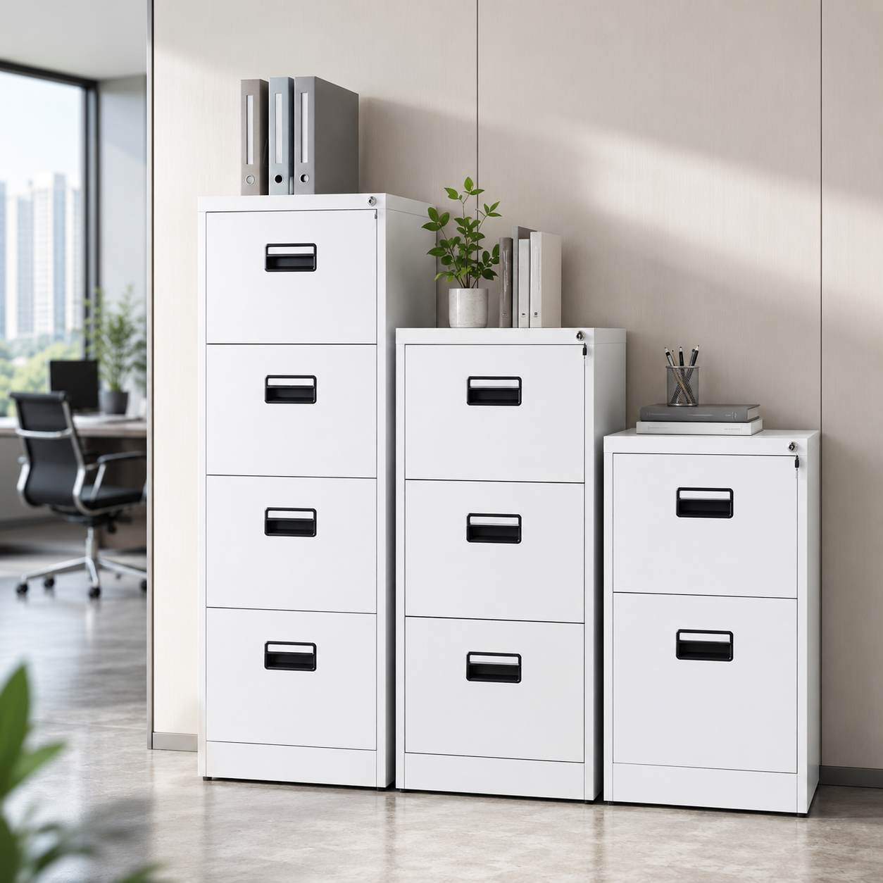 Lockable Metal Filing Cabinet for Office Storage | 2, 3 & 4 Drawers