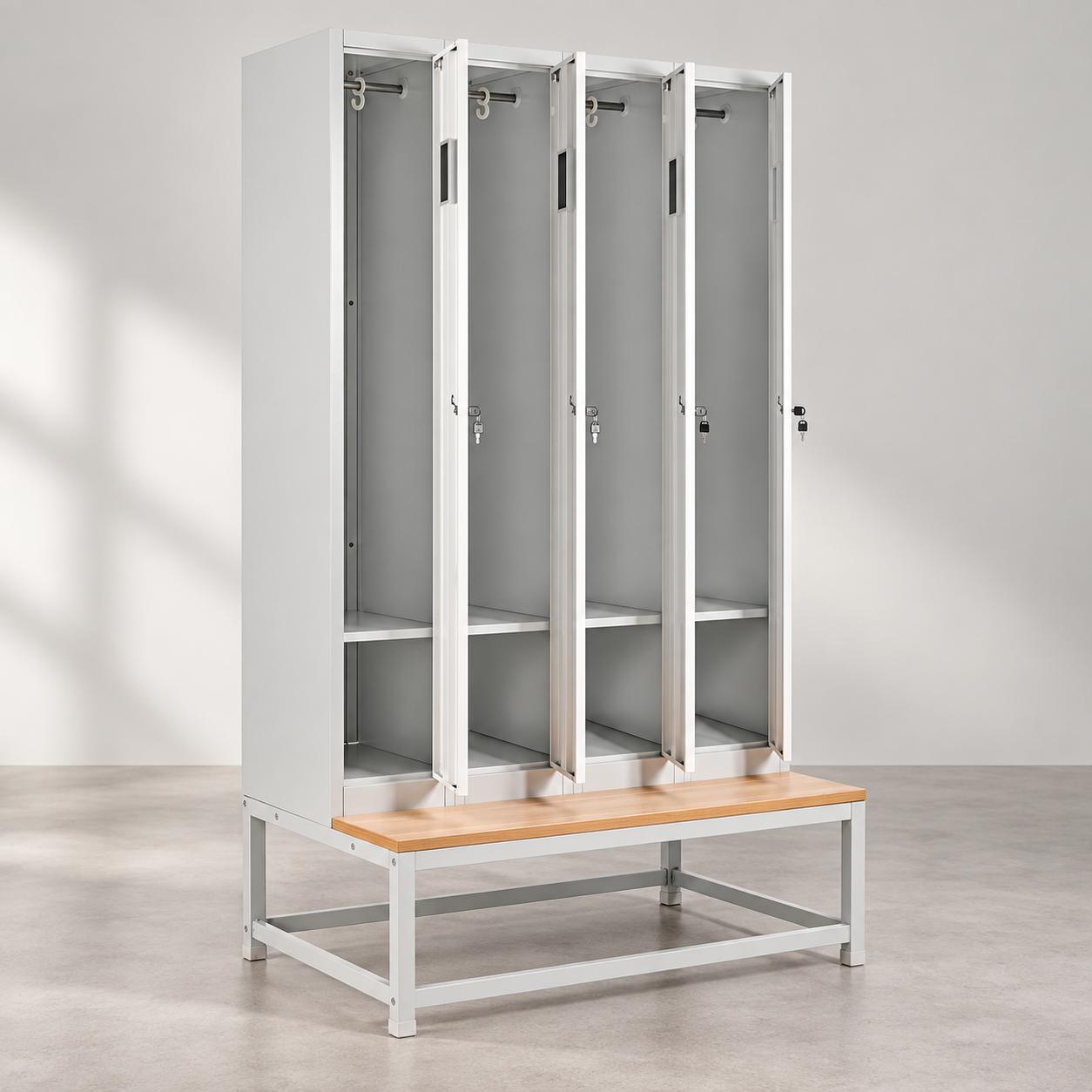 Metal Locker with Bench for Staff Rooms, Gyms and Changing Areas