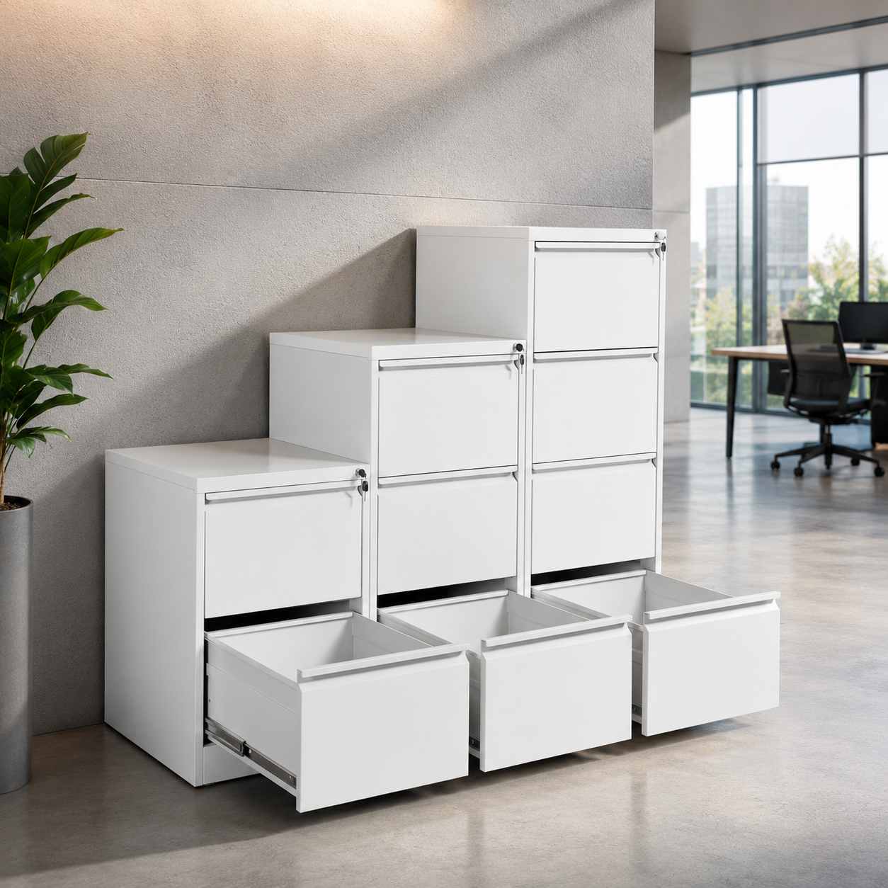 Lockable Metal Filing Cabinet for Office Storage | 2, 3 & 4 Drawers