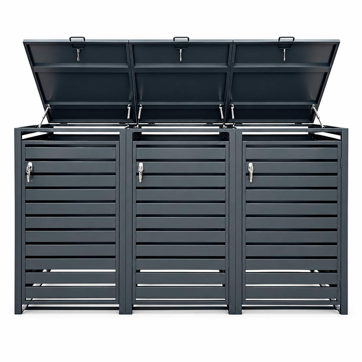 Metal Outdoor Trash Can Storage Cabinet with Lift-Up Lid & Front Doors