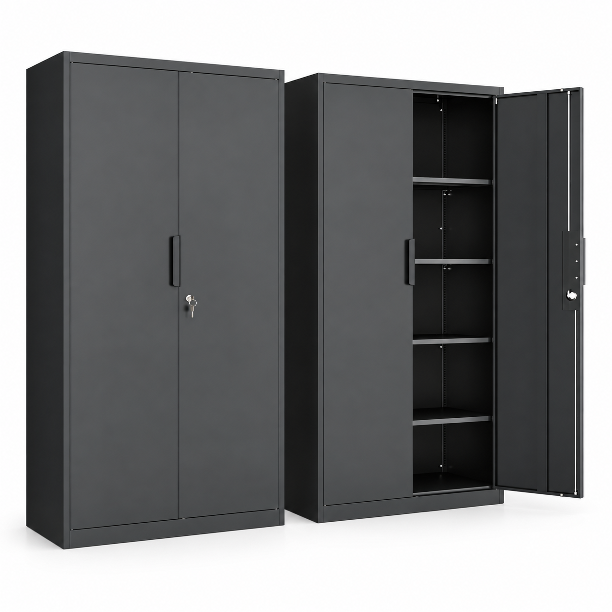 Metal Storage Cabinet with Adjustable Shelves – Lockable Steel Cabinet for Office, Garage & Industrial Storage
