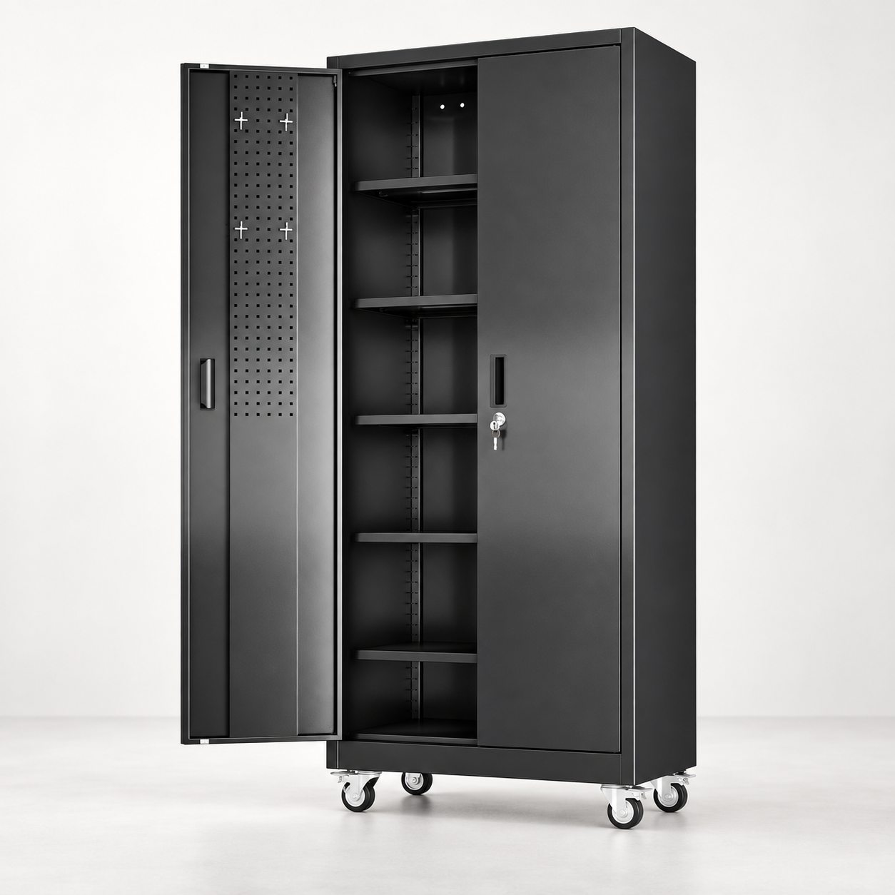 Heavy Duty Metal Storage Cabinet with Wheels – Lockable Garage & Workshop Tool Storage