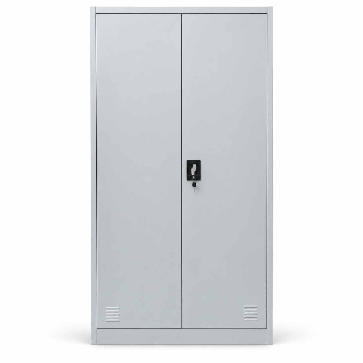 Lockable Metal Wardrobe with Hanging Rod and Shelves