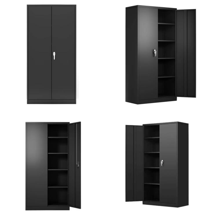 Metal Storage Cabinet with Adjustable Shelves – Lockable Steel Cabinet for Office, Garage & Industrial Storage
