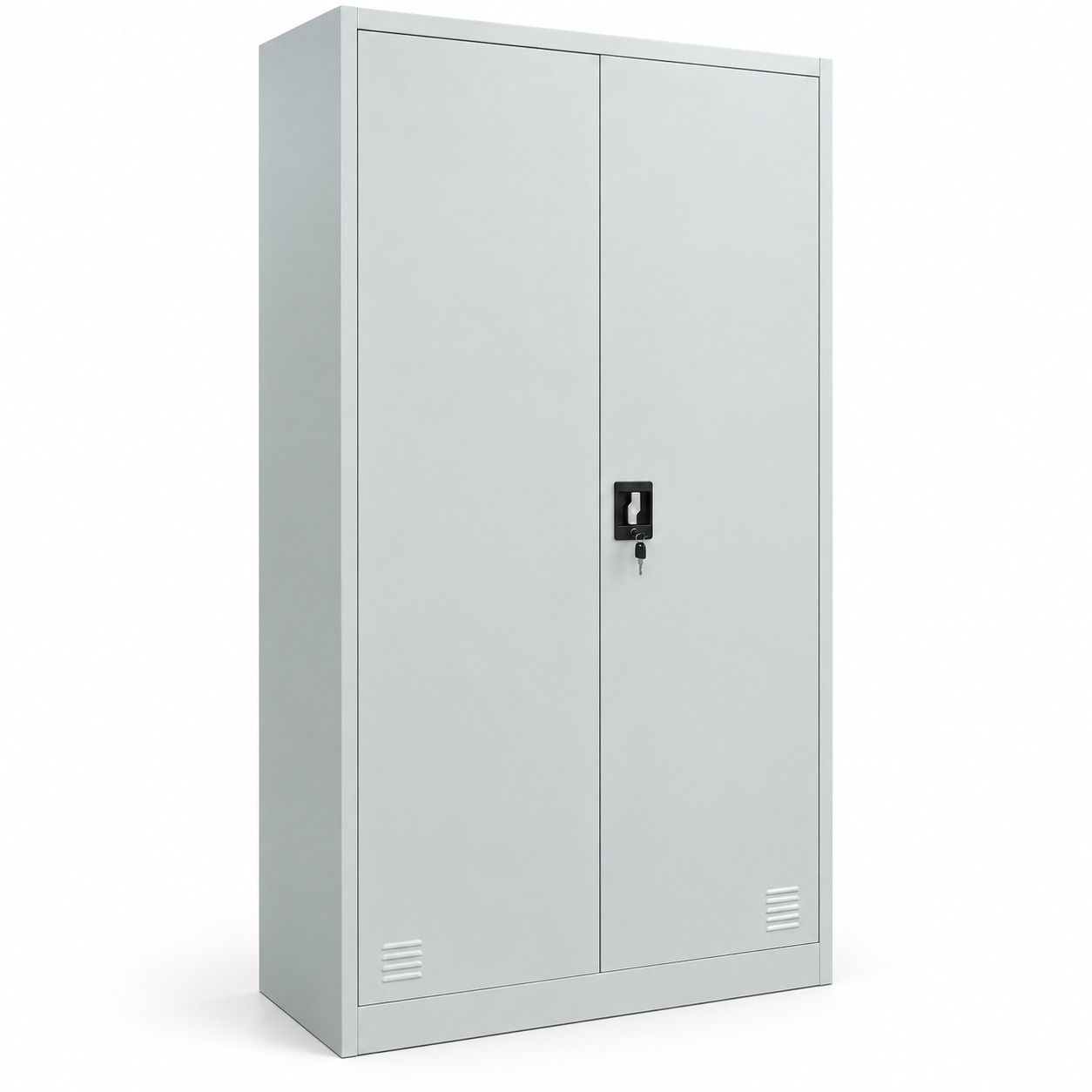 Lockable Metal Wardrobe with Hanging Rod and Shelves