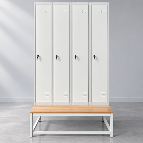 Metal Locker with Bench for Staff Rooms, Gyms and Changing Areas