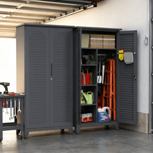 Metal Storage Cabinet with Lock for Garage, Garden and Utility Room