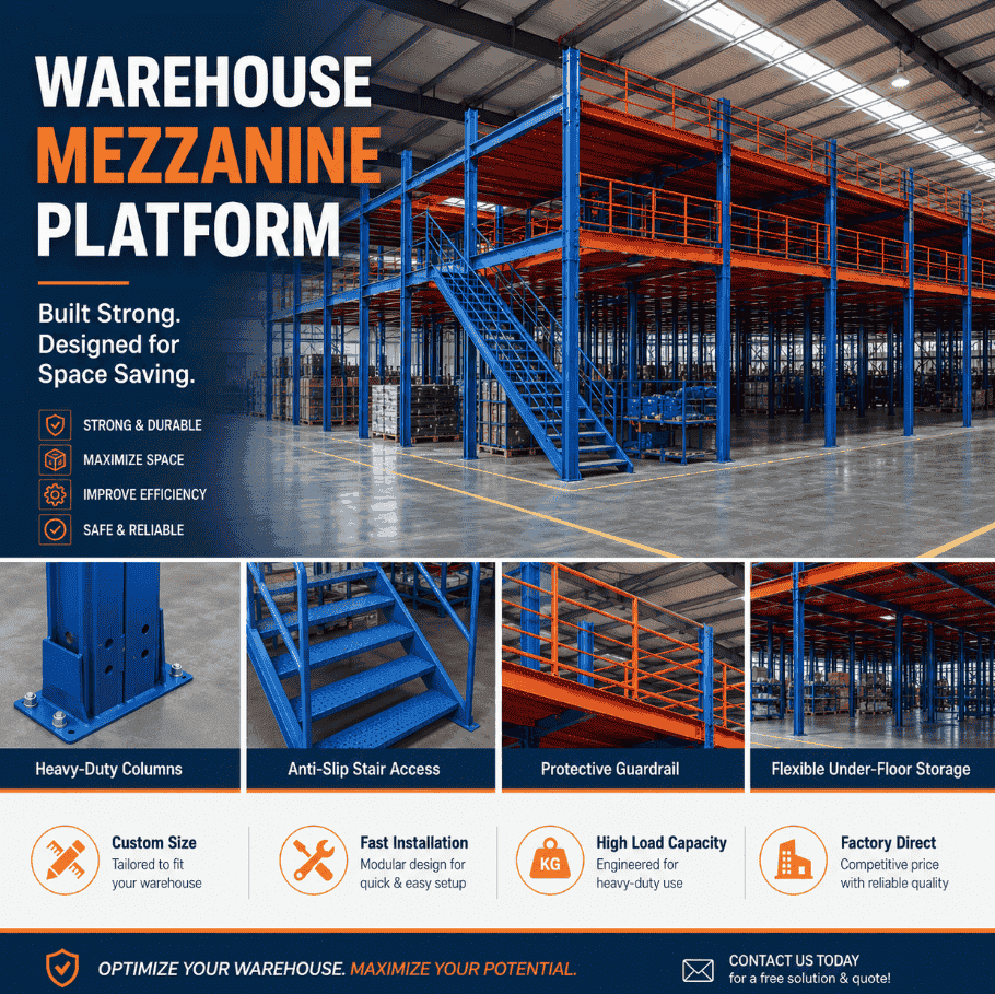Industrial Platforms Mezzanine Floor Warehouse Mezzanine Floors System Steel Mezzanine Racking Guangzhou (3)