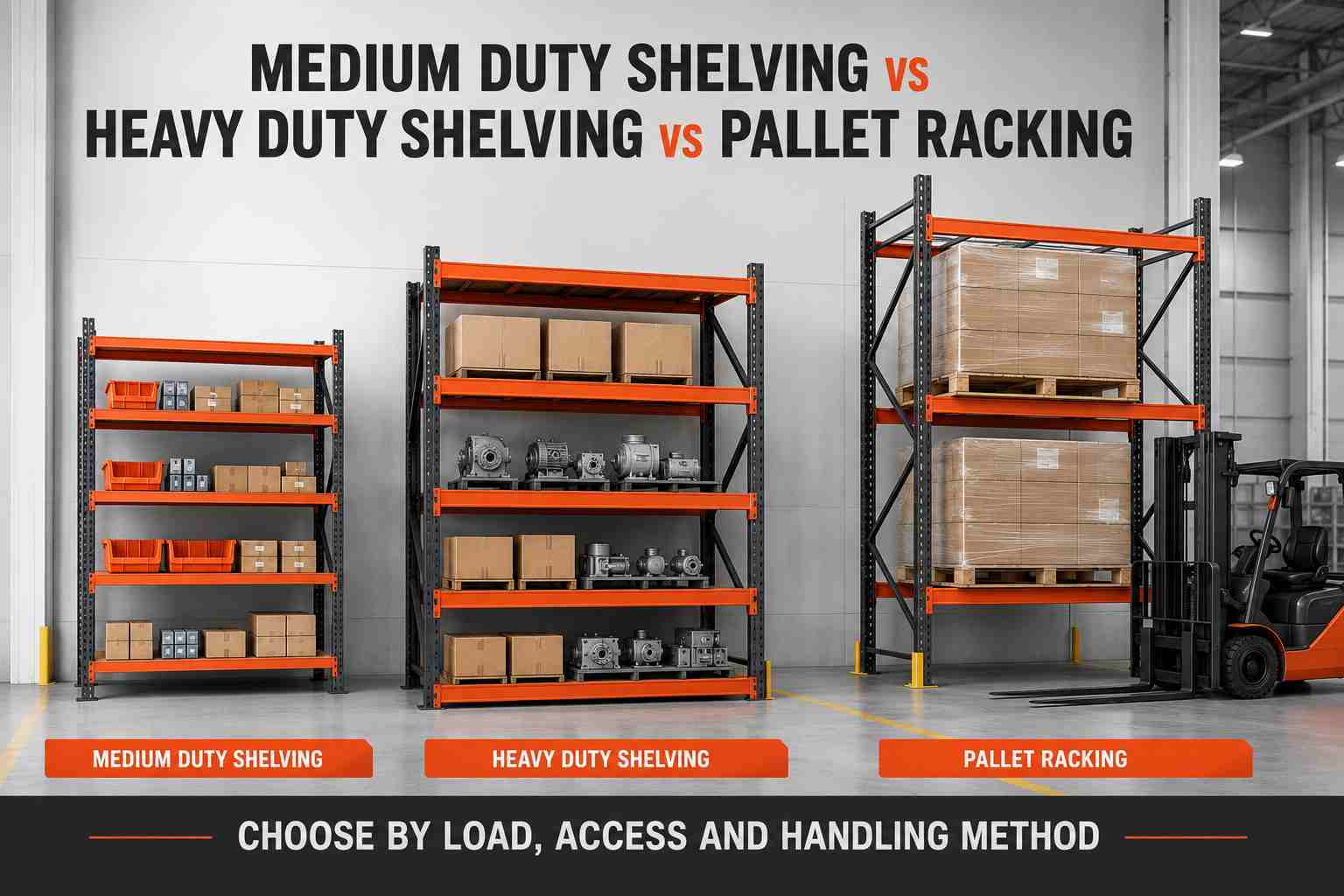 medium duty shelving vs heavy duty shelving vs pallet racking (1) medium duty shelving vs heavy duty shelving vs pallet racking (1)