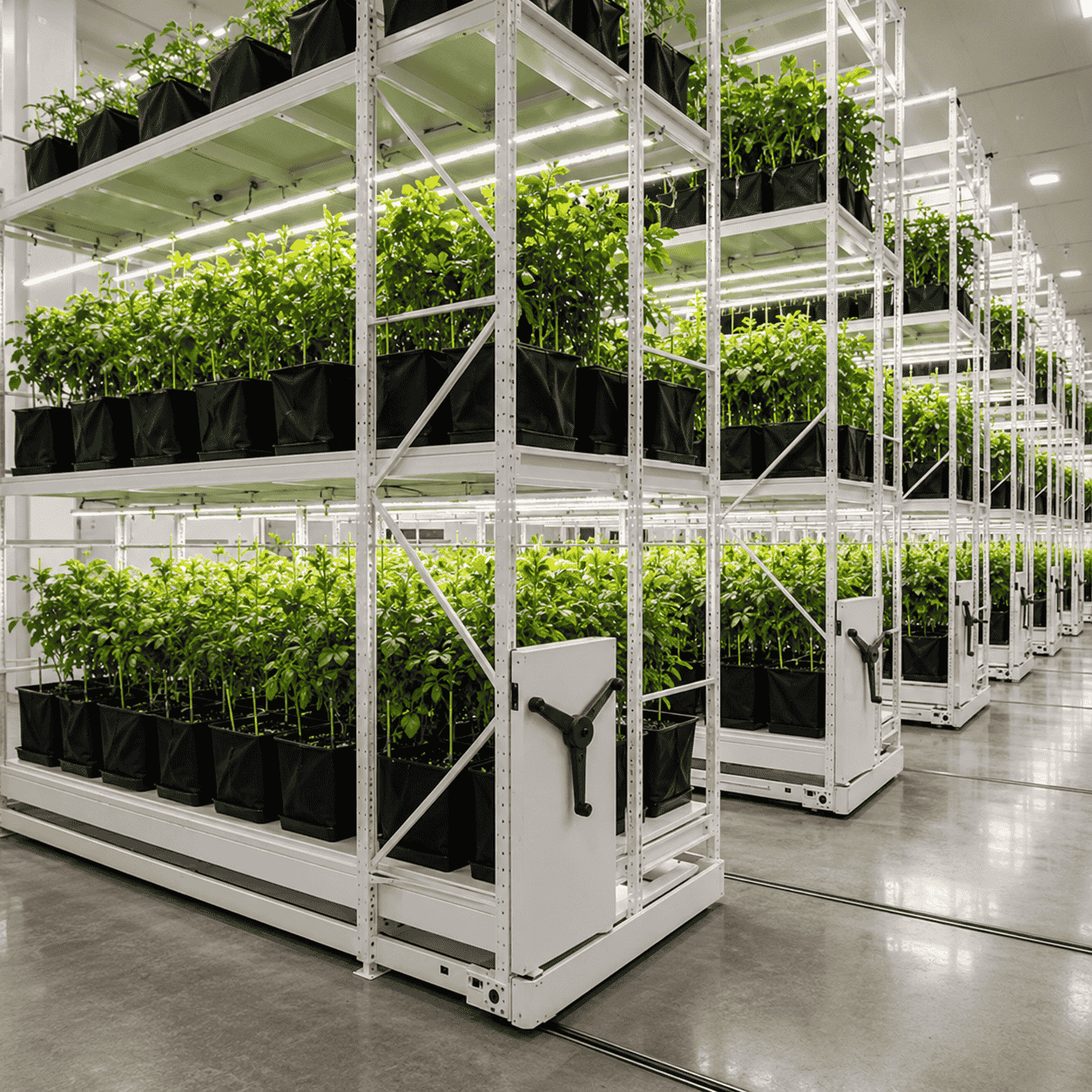 Kayou Vertical Grow Rack Systems (1) KAYOU mobile vertical grow rack system with three growing levels and integrated lighting