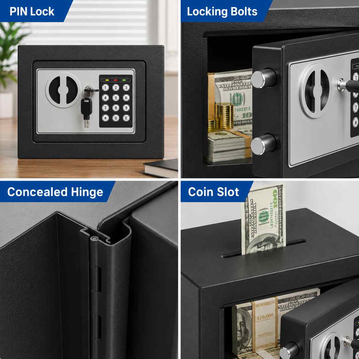 Electronic Steel Safe Box for Cash, Documents and Valuables