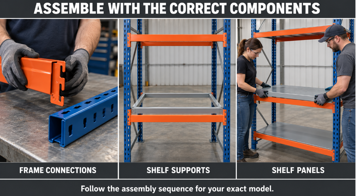 Steel shelving frame connections, supports and shelf panels Steel shelving frame connections, supports and shelf panels
