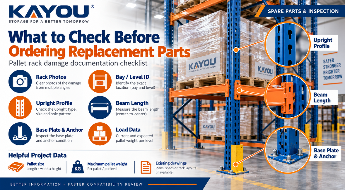 Pallet rack replacement parts inspection checklist