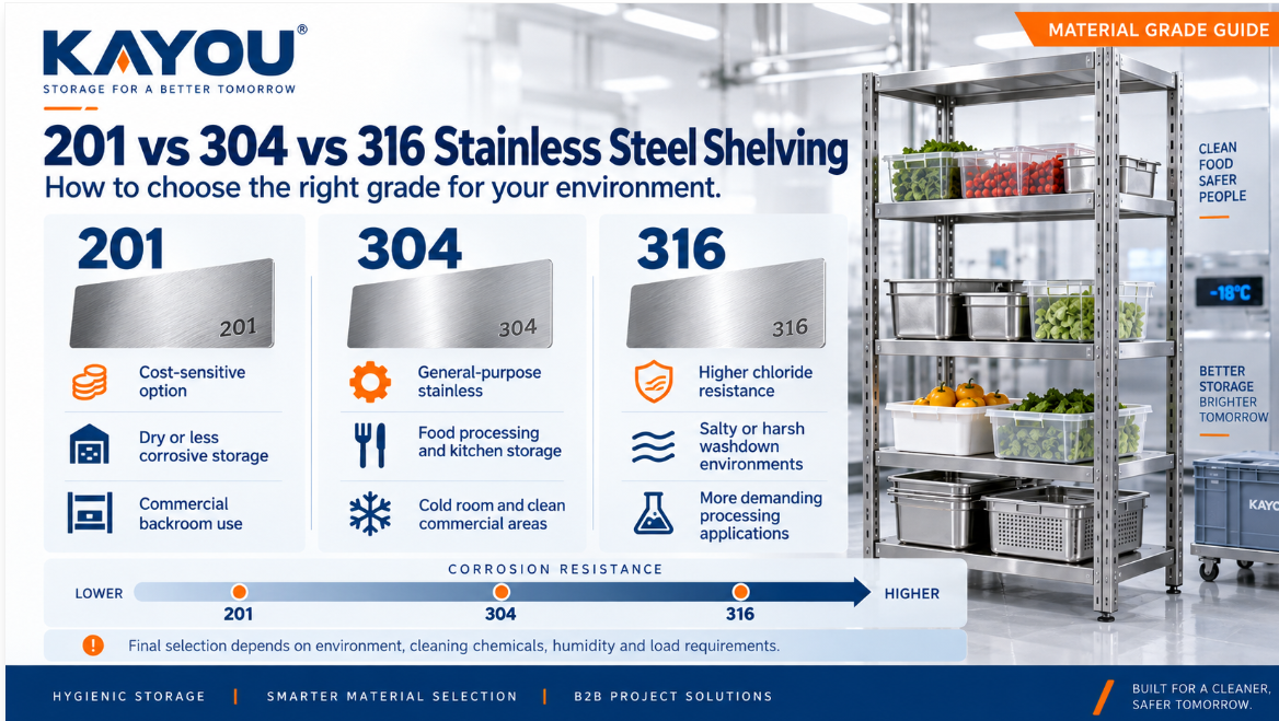 Stainless Steel Shelving for Food Processing, Laboratories and Cold Rooms KAYOU stainless steel shelving for food processing laboratories and cold rooms