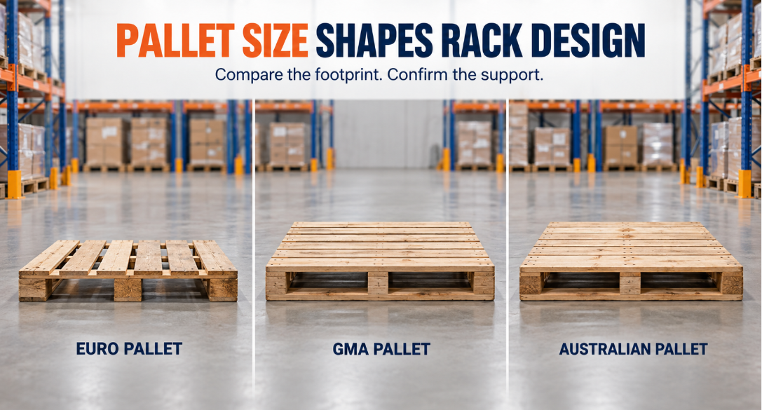 Pallet formats and warehouse rack design: concept illustration 2