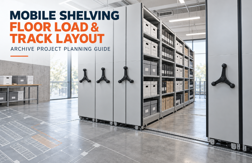 Mobile shelving floor load and track layout planning for an archive project