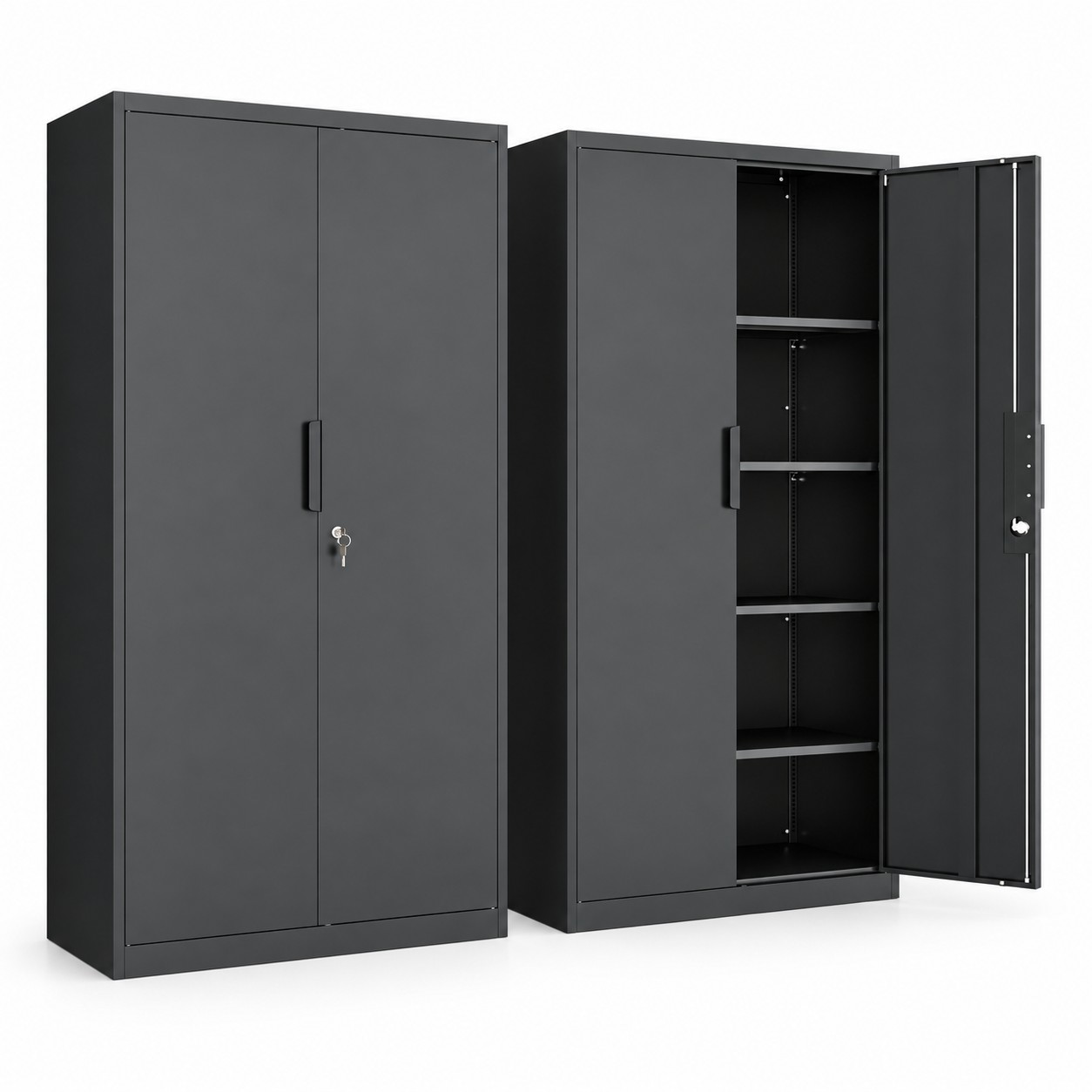 KAYOU black steel storage cabinet with double doors and shelves