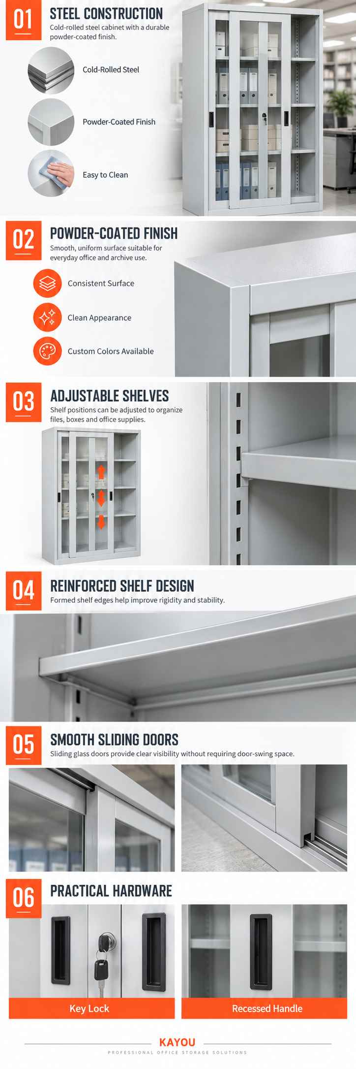 KAYOU Glass Door Metal Storage Cabinet KAYOU glass door metal storage cabinet product view