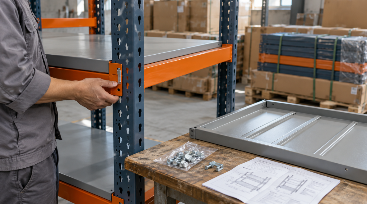 Shelving Structure and Packing Inspection Illustrative inspection of shelving connections, reinforced shelf panels and packing components